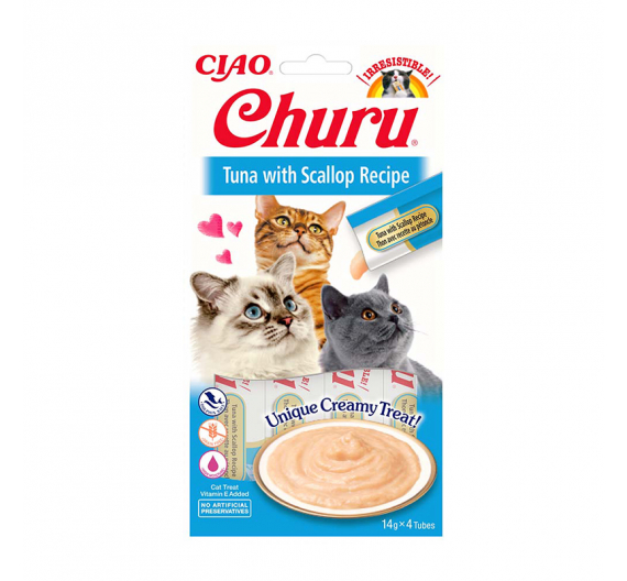 Inaba Churu Cat Κρεμώδης Λιχουδιά με Τόνο & Χτένια 56gr