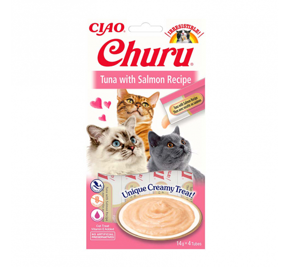 Inaba Churu Cat Κρεμώδης Λιχουδιά με Τόνο & Σολομό 56gr