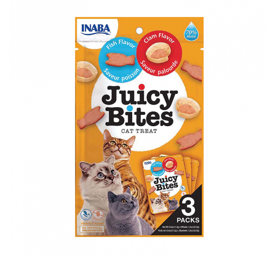 Inaba Churu Cat Juicyt Bites Λιχουδιές με Ψάρι & Αχιβάδα 33.9gr