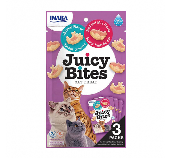 Inaba Churu Cat Juicyt Bites Λιχουδιές με Γαρίδα & Θαλασσινά 33.9gr