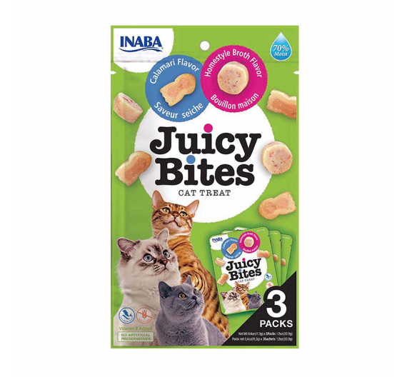 Inaba Churu Cat Juicy Bites Λιχουδιές με Σπιτικό Ζωμό & Καλαμάρι 33.9gr