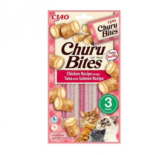 Inaba Churu Cat Bites Λιχουδιές με Κοτόπουλο, Τόνο & Σολομό 30gr