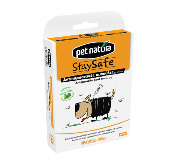 Pet Natura Stay Safe Aντιπαρασιτικές Αμπούλες για Σκύλους άνω των 30kg 3x5ml Pet Natura Stay Safe Aντιπαρασιτικές Αμπούλες για Σκύλους άνω των 30kg 3x5ml