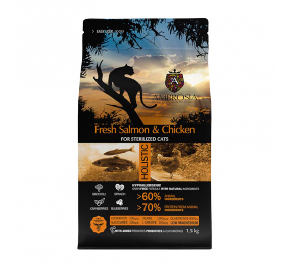 Ambrosia Grain Free Cat Adult & Sterilized Turkey & Herring 1.5kg