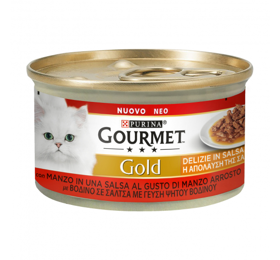 Purina Gourmet Gold "Η Απόλαυση της Σάλτσας" με Βοδινό & Γεύση Ψητού Βοδινού 85gr