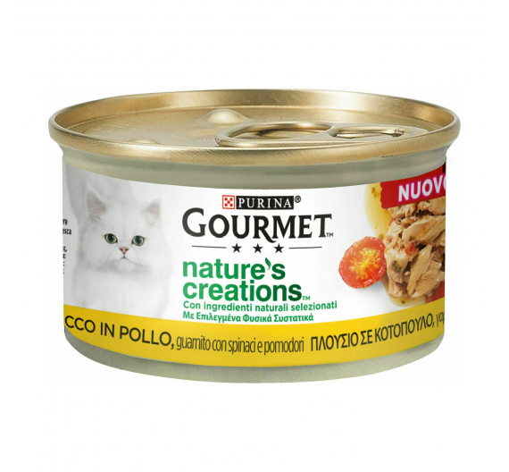 Purina Gourmet Nature's Creations Κοτόπουλο Γαρνιρισμένο με Σπανάκι & Ντομάτα 85gr
