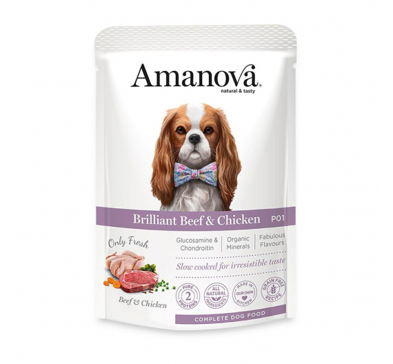 Amanova Dog Adult Brilliant Beef & Chicken Grain Free 100g Φακελάκι