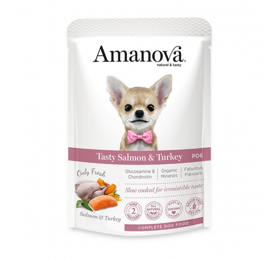 Amanova Dog Adult Tasty Salmon & Turkey  Grain Free 100g Φακελάκι