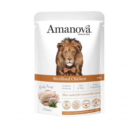 Amanova Cat Adult Sterilised Chicken 85gr Φακελάκι