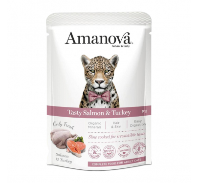 Amanova Cat Adult Tasty Salmon & Turkey 85gr Φακελάκι