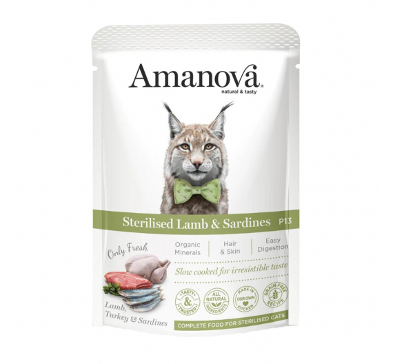Amanova Cat Adult Sterilised Lamb & Sardines 85gr Φακελάκι