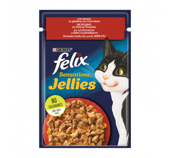 Felix Sensations με Βοδινό & Ντομάτα σε Ζελέ 85gr