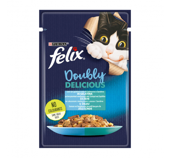 Felix Doubly Delicious με Σαρδέλα & Σολομό σε Ζελέ  85gr