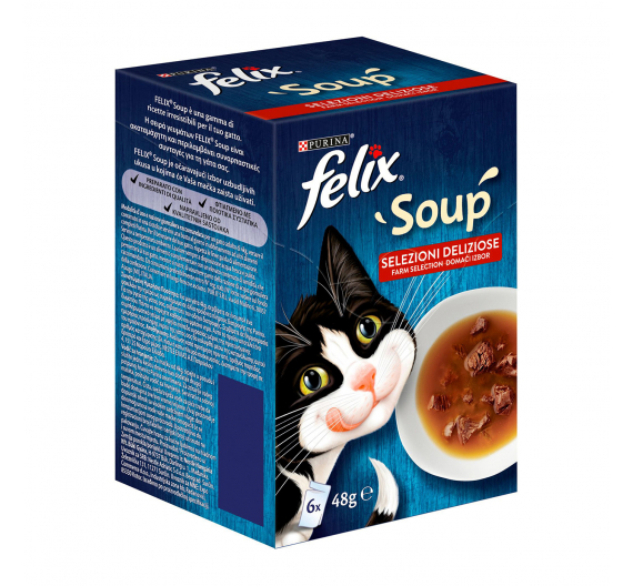 Felix Soups Πολυσυσκευασία με Βοδινό, Κοτόπουλο & Αρνί 6x48gr