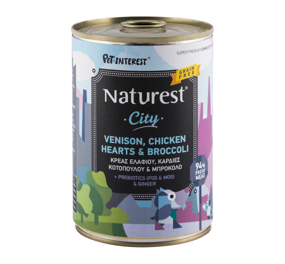 Naturest City Venison, Chicken Hearts & Broccoli 400gr