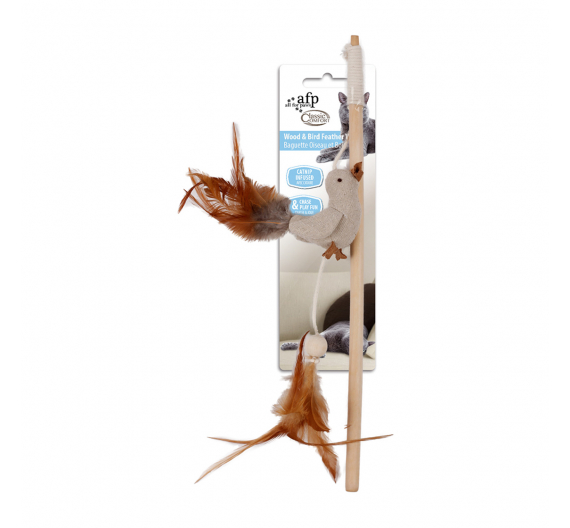 AFP Παιχνίδι Γάτας Comfort Wood & Bird Feather 26x13x5cm