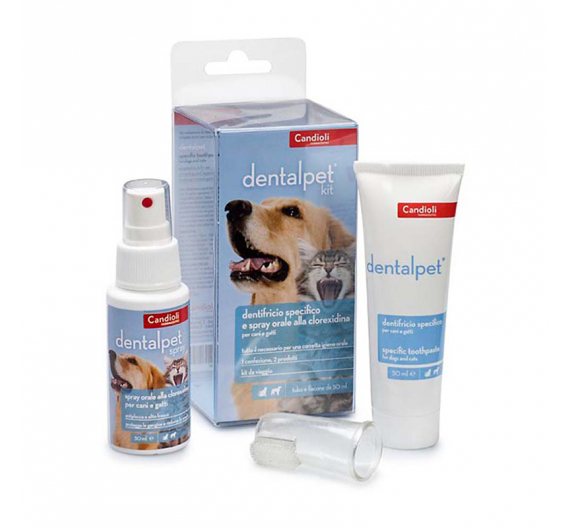 Candioli DentalPet Kit Οδοντόκρεμα 50ml, Οδοντόβουρτσα Δακτύλου & Στοματικό Σπρέι 50ml