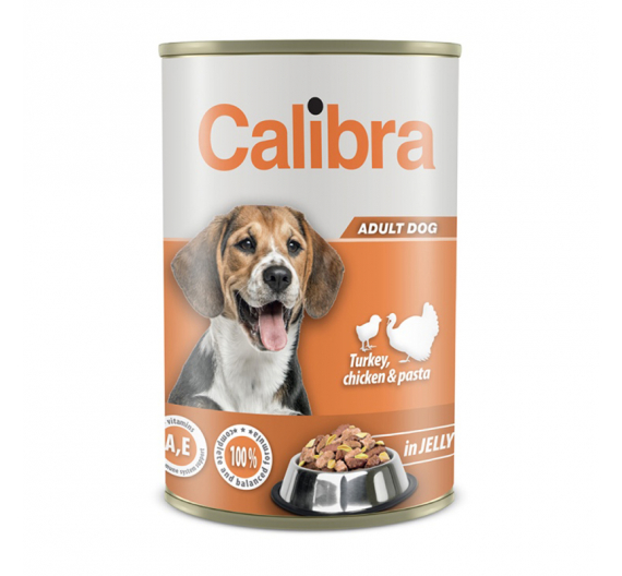 Calibra Premium Dog Can Turkey, Chicken & Pasta in Jelly 1240gr