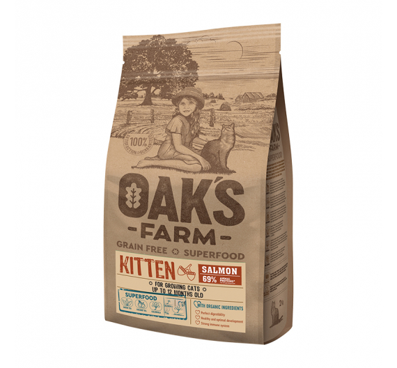 Oak's Farm Grain Free Kitten Salmon 2kg