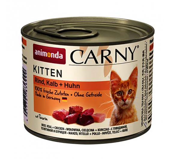 Animonda Carny Kitten Μοσχάρι, Κοτόπουλο & Βοδινό 200gr