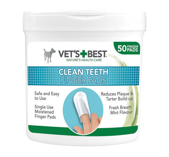 Vet's Best Dental Finger Wipes 50τμχ Οδοντικά Μαντηλάκια