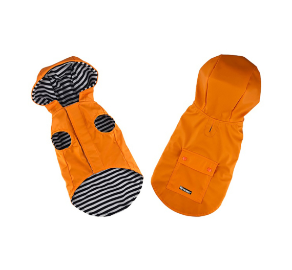 Pet Interest Raincoat Stripe Lining Αδιάβροχο Μπουφάν με Κουκούλα Πορτοκαλί