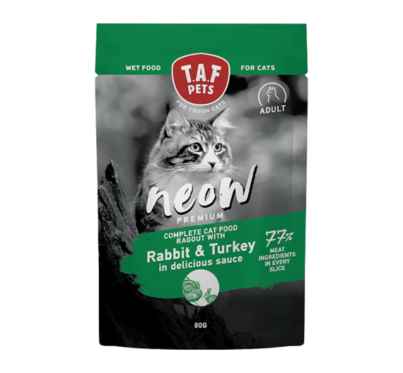 Taf Pets Neow Adult Ragout Rabbit & Turkey 24x80gr Κομματάκια Κουνέλι & Γαλοπούλα σε Σάλτσα