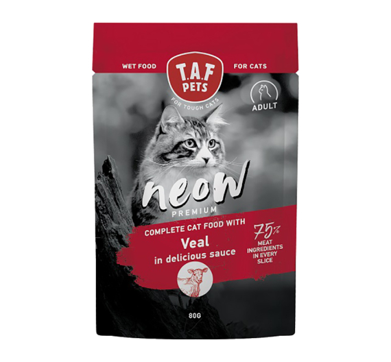 Taf Pets Neow Adult Veal 24x80gr Κομματάκια Μοσχάρι σε Σάλτσα