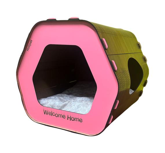 Prince Φωλιά Σκύλου - Γάτας Ξύλινη με Μαξιλάρι 40x40x35cm Ροζ