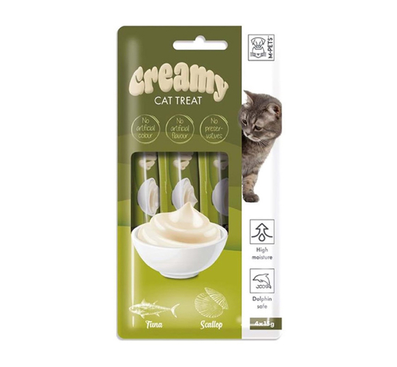M-Pets Creamy Treats Scallop & Tuna Κρέμα με Χτένια & Τόνο 60gr (4x15gr)