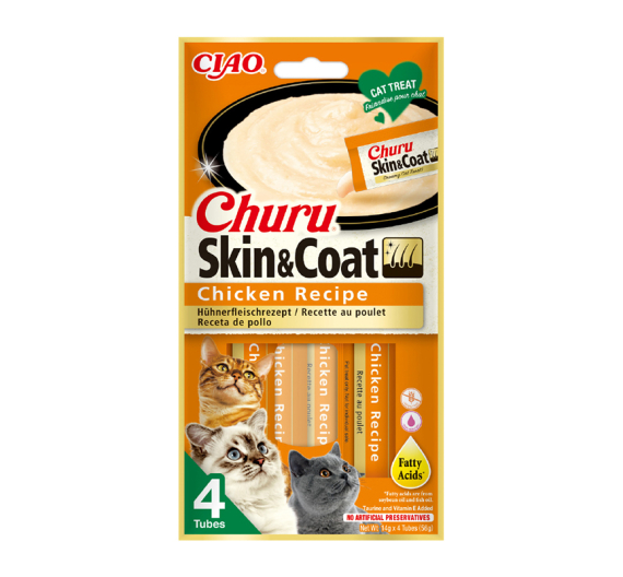 Inaba Churu Cat Skin & Coat Κρεμώδης Λιχουδιά με Κοτόπουλο 56gr
