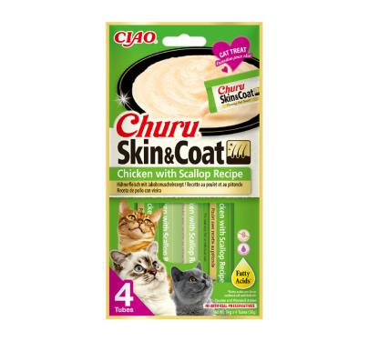 Inaba Churu Cat Skin & Coat Κρεμώδης Λιχουδιά με Κοτόπουλο & Χτένια 56gr