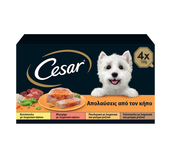 Cesar Πολυσυσκευασία με Κοτόπουλο, Μοσχάρι, Πουλερικά, Γαλοπούλα & Λαχανικά 4x150gr