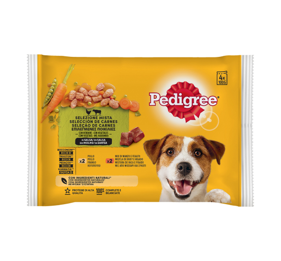 Pedigree Μοσχάρι, Κοτόπουλο & Λαχανικά σε Σάλτσα 4x100gr