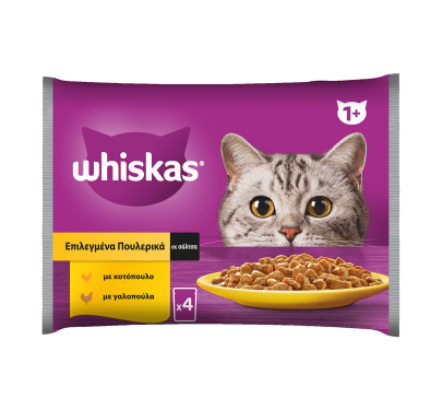 Whiskas Core Επιλεγμένα Πουλερικά σε Σάλτσα 4x85gr
