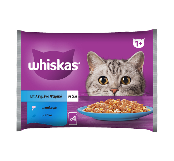 Whiskas Core Επιλεγμένα Ψαρικά σε Ζελέ 4x85gr