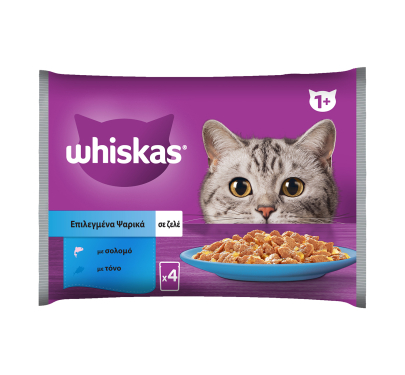 Whiskas Core Επιλεγμένα Ψαρικά σε Ζελέ 4x85gr