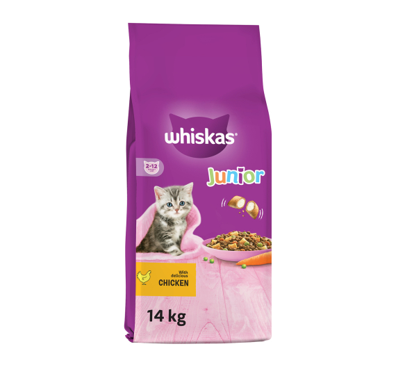 Whiskas Junior Γεμιστές Κροκέτες με Κοτόπουλο & Γάλα 14kg