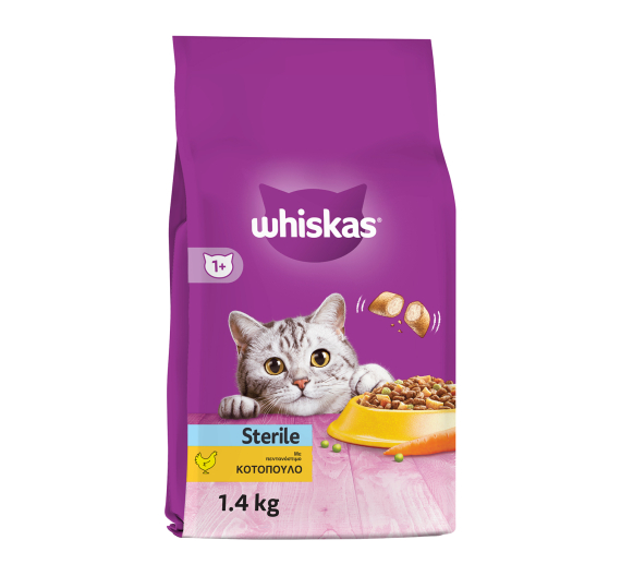 Whiskas Adult Sterilised Γεμιστές Κροκέτες με Κοτόπουλο 1.4kg