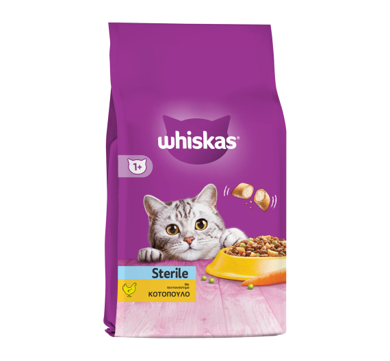 Whiskas Adult Sterilised Γεμιστές Κροκέτες με Κοτόπουλο 14kg