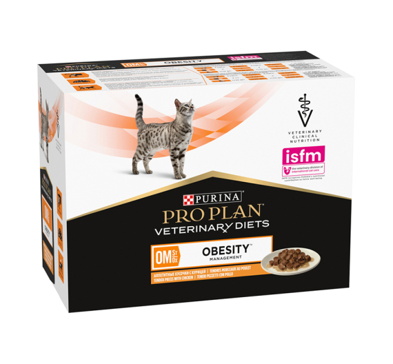 Purina Pro Plan Veterinary Diets Cat OM Obesity Management Κομματάκια σε Σάλτσα Κοτόπουλο 10x85gr
