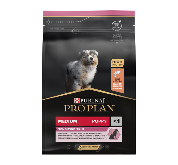 Purina Pro Plan OptiDerma Medium Puppy Sensitive Skin Σολομός 3kg