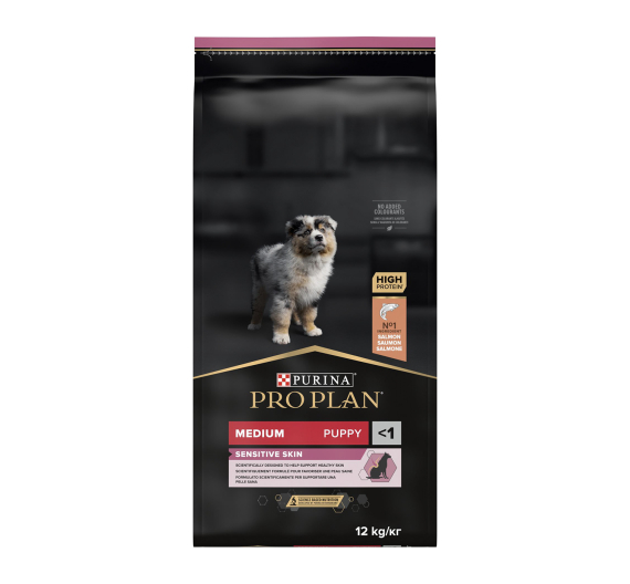 Purina Pro Plan OptiDerma Medium Puppy Sensitive Skin Σολομός 12kg