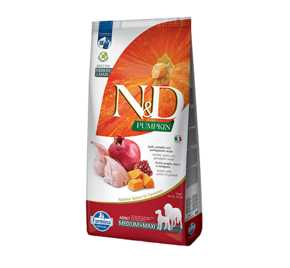 N&D Pumpkin Grain Free Quail & Pomegranate Adult Med/Maxi 12kg