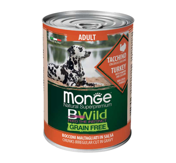 Monge Bwild Grain Free Turkey with Pumpkin & Zucchini 400gr