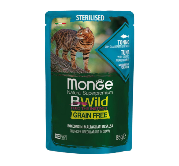 Monge Bwild Grain Free Sterilised - Tuna with Shrimps & Vegetables 85gr