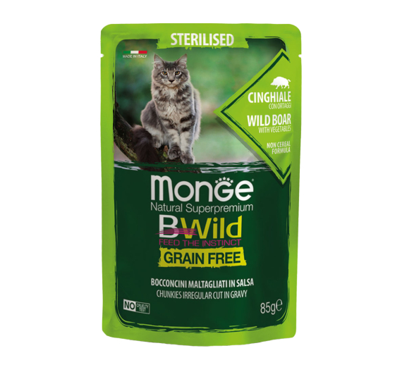 Monge Bwild Grain Free Sterilised - Wild Boar with Vegetables 85gr