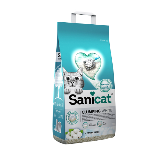 Sanicat Clumping Λευκή Άμμος Μπετονίτη με Άρωμα Cotton Fresh