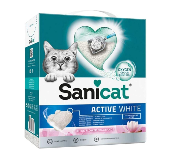 Sanicat Active White Ultra Clumping Λευκή Άμμος Μπετονίτη με Άρωμα Lotus Flower