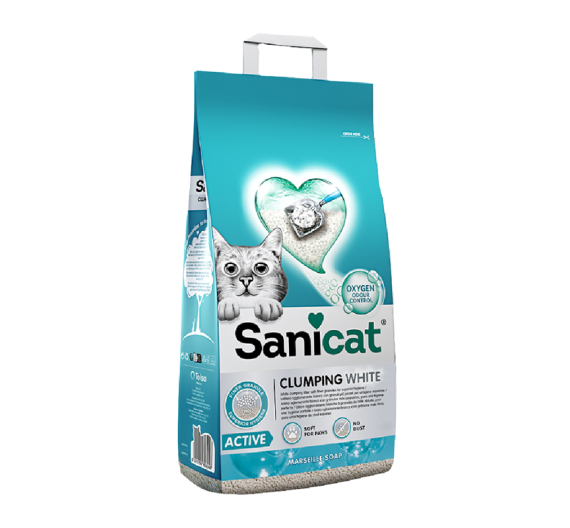 Sanicat Active Clumping Λευκή Άμμος Μπετονίτη Marseille Soap 10L